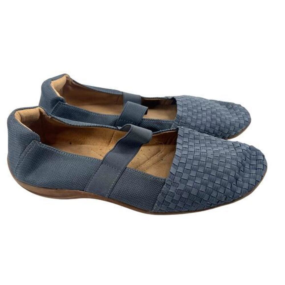Naturalizer Fearn woven slip-on Mary Jane flats blue woven stretch fabric sz 11